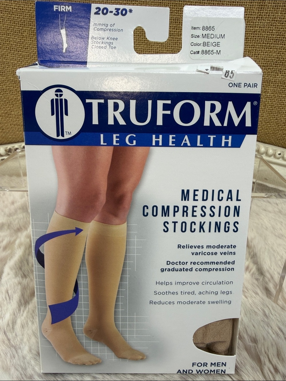 Truform | Medical Compression Knee-High Socks - Beige, Unisex, Medium, NWT
